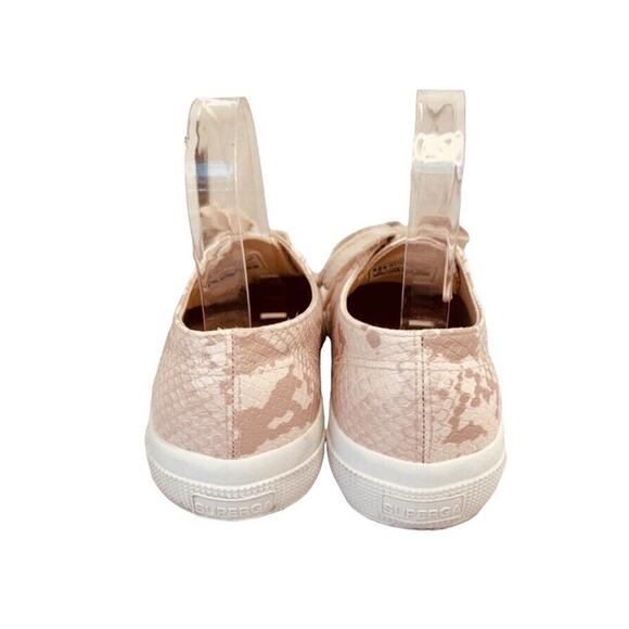 Superga Womens US 7.5 EU 38 Snake Print Sneakers Faux Leather Low Pink Lace Up - Picture 2 of 9